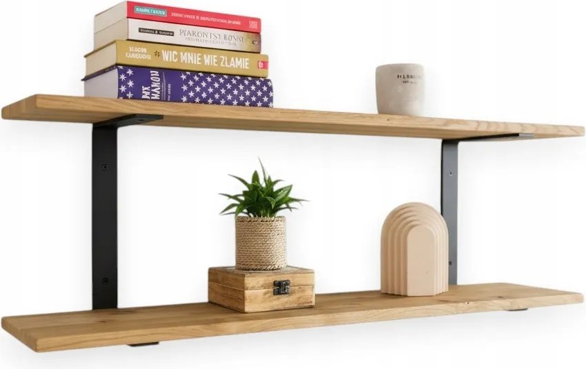 Loft tölgy fali polc Dupla akasztós könyvespolc 130cm x 15cm