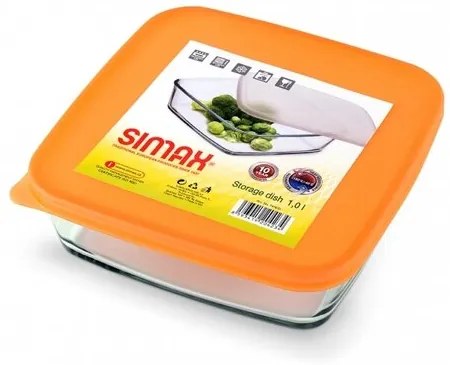 Simax 7476/L üveg tál műanyag fedéllel, 1 l