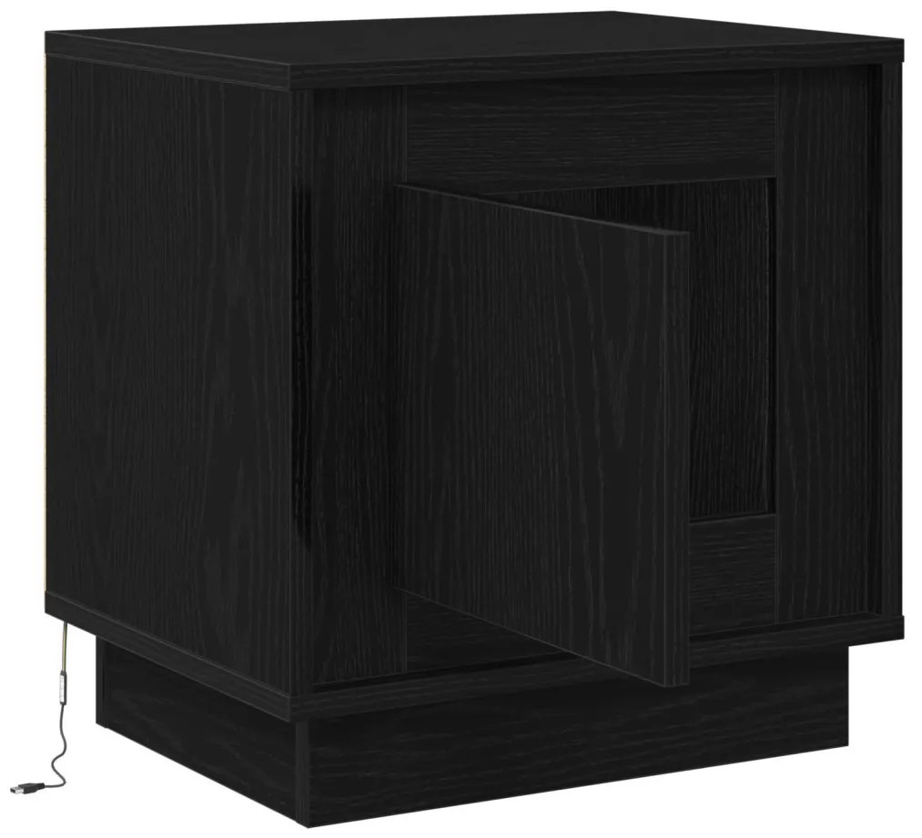 Éjjeli szekrény LED világítással 2 db Fekete tölgy 44x34,5x45 cm