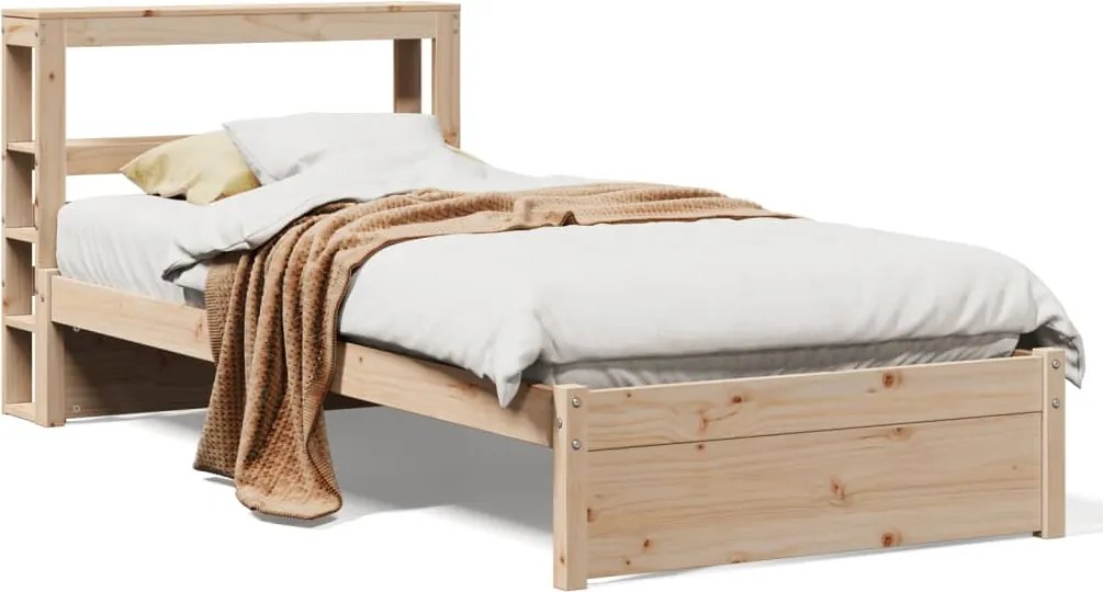 vidaXL tömör fenyőfa ágykeret fejtámlával 90 x 190 cm