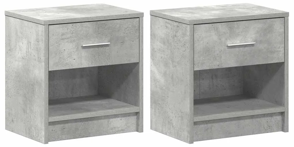 2 db betonszürke éjjeliszekrény fiókkal 39x28x41 cm