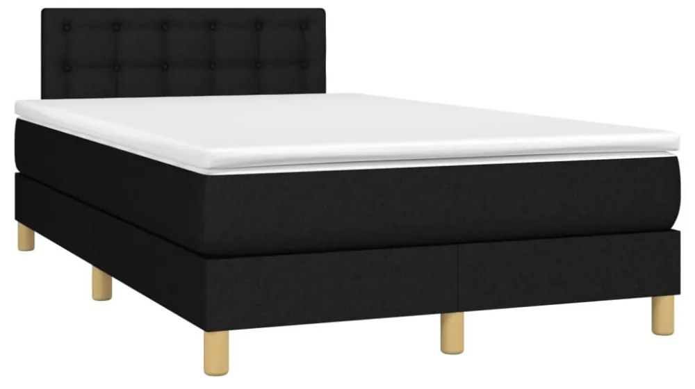 fekete szövet rugós és LED-es ágy matraccal 120x190 cm