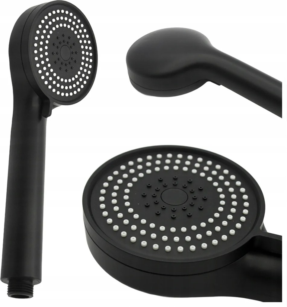 Zuhanyfej Zuhanyfej Matt Fekete 4 Funkciós Anti-calc Fúvókák