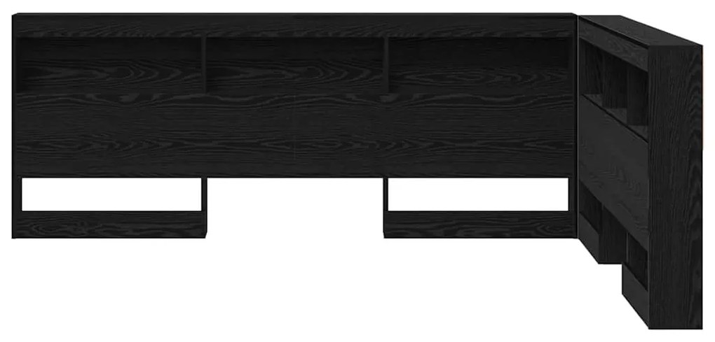 Tároló fejtámla polcokkal tárolóval Musta tammi 150 cm Faanyag