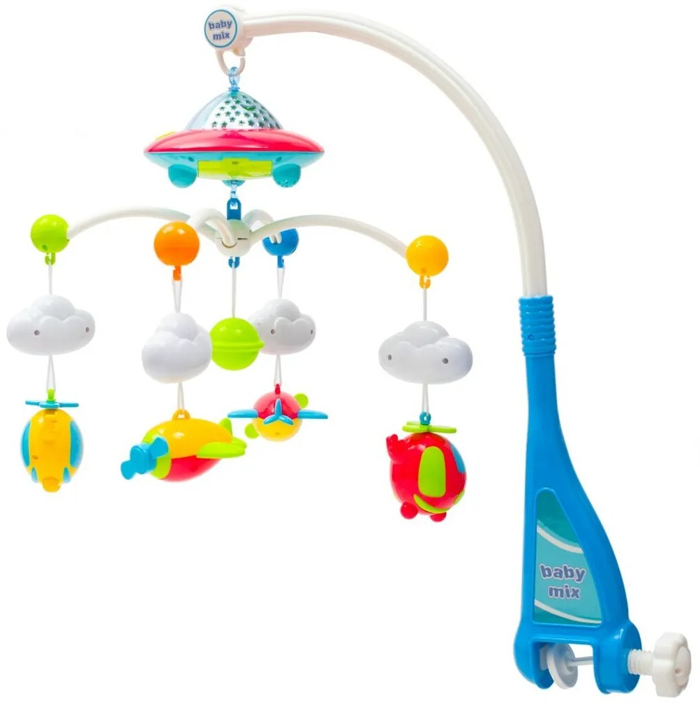 Baby Mix körhinta a kiságy fölé, kivetítővel és távirányítóval, kék színű