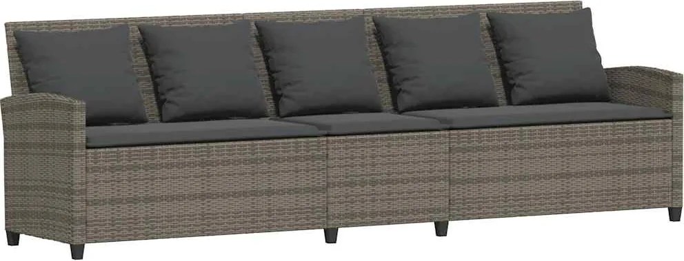 vidaXL 5 személyes szürke polyrattan kerti kanapé párnával