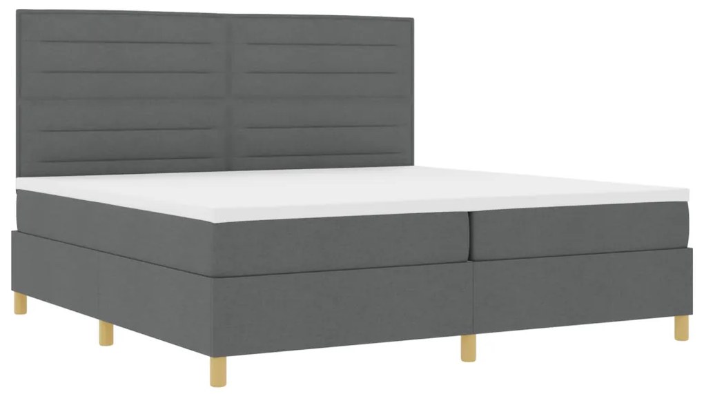 Boxspring Ágy Mattal és LED Delux Szürke 200x200 cm Szövet