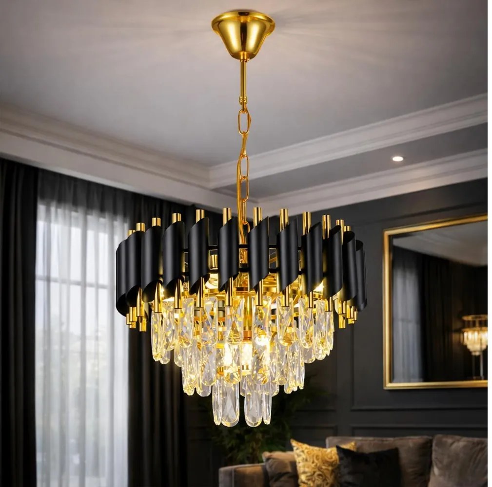 Brilagi - Láncos csillár ECLIPSE 5xE14/10W/230V Ø 38 cm fekete/arany