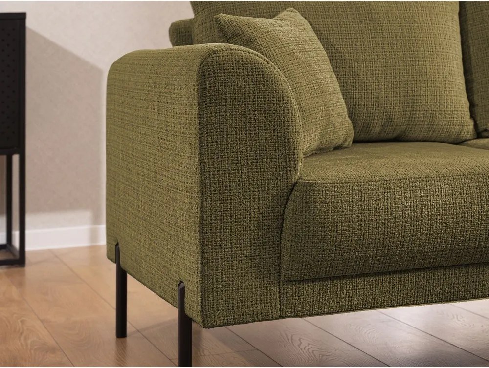 Zöld zsenília sarokkanapé (jobb oldali-L alakú) Mauris – Ropez