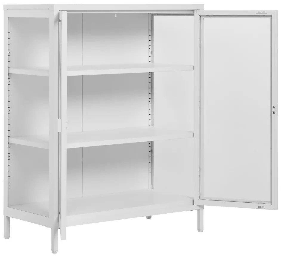 Brisbane vitrin, 2 üvegajtó, acél, fehér 80x40x101 cm