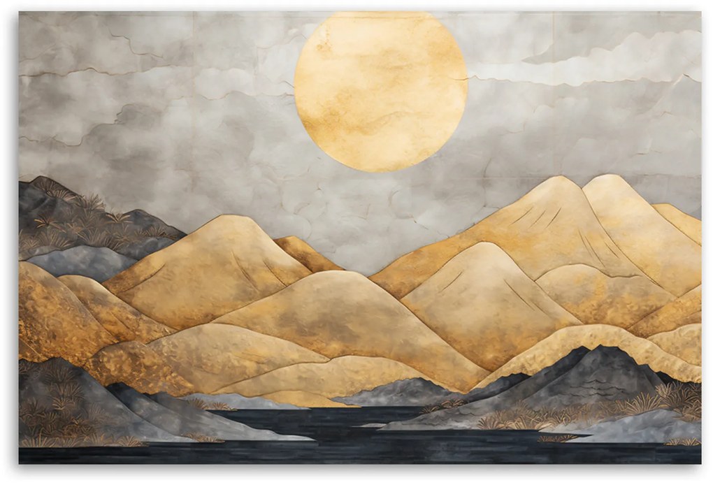 Gario Vászonkép Japán táj arany hegyek Méret: 90 x 60 cm