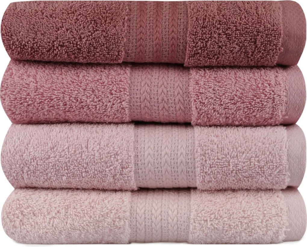 Rainbow púderrózsaszín 4 darabos pamut törölközőszett díszdobozban