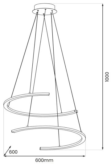 LED Csillár zsinóron DOUBLEMOON LED/30W/230V fekete