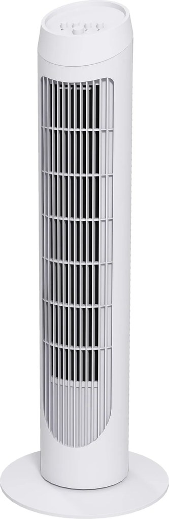 HOMCOM 45W Oszcilláló Torony Ventilátor Csendes Függőleges Ventilátor 3 Sebességgel 70° Oszcillációval Nappali Hálószoba Irodába Ø27x75 cm Fehér | Aos