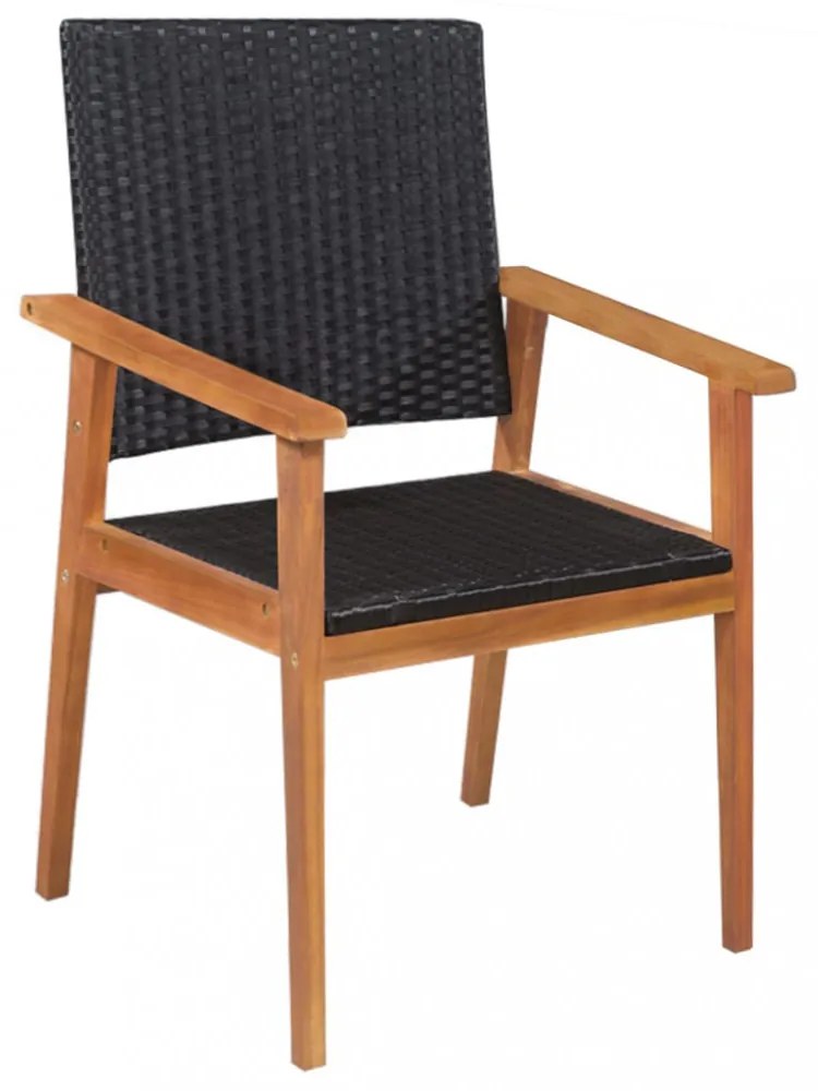 5 részes fekete és barna kültéri polyrattan étkezőgarnitúra