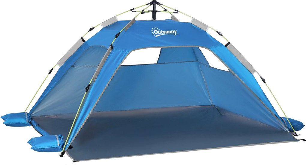 Outsunny Pop-Up Strandmenedék 1-2 Fő Részére Napvédő Árnyékkal, Cipzáras Ajtóval és Hordtáskával, Családi, Piknik, Strand | Aosom
