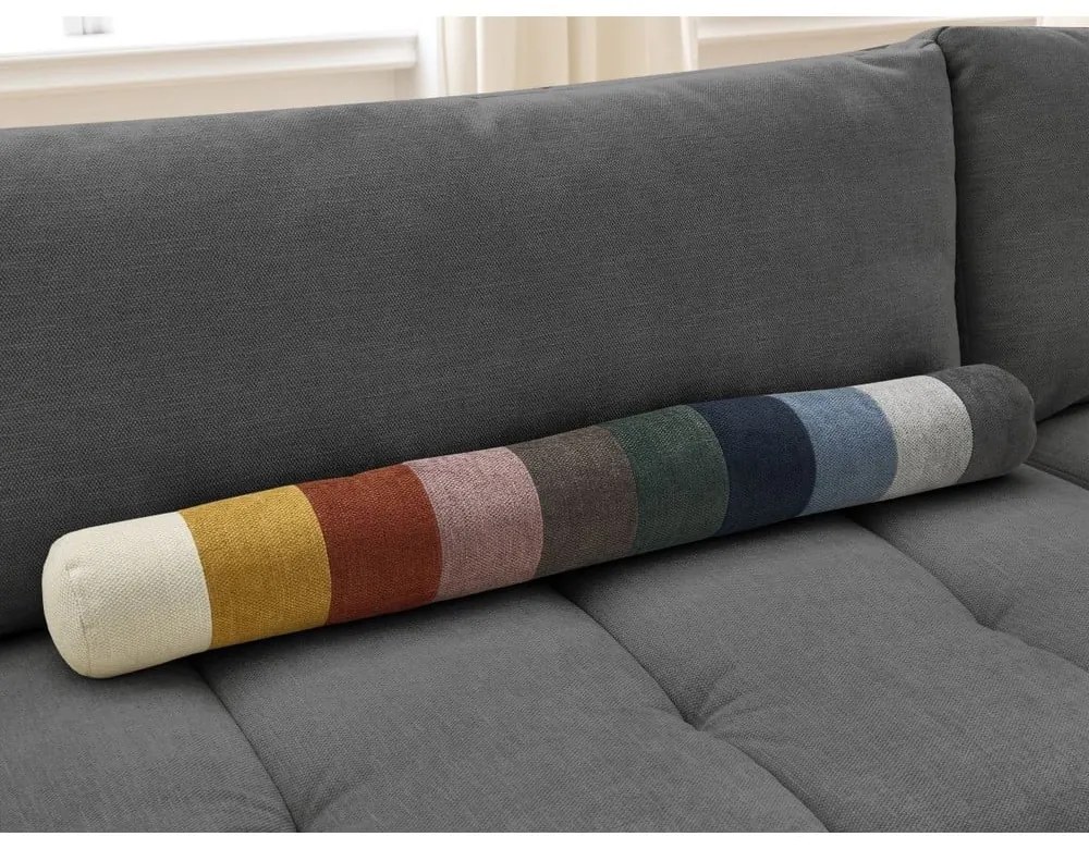 Sötétszürke kinyitható-tárolóhelyes sarokkanapé (jobb oldali-L alakú) Fuji – Bobochic Paris