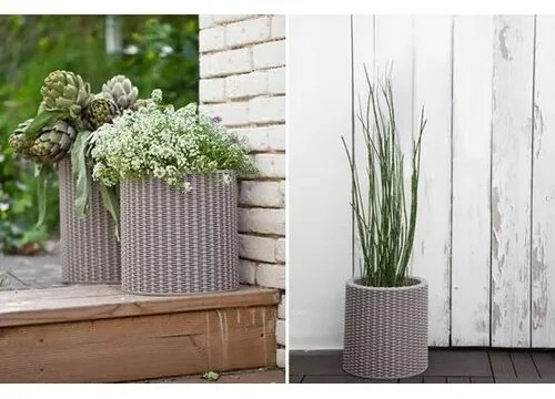Keter virágtartó kaspó Cylinder Planter S szürke, 7 l, 28 x 28 x 28,3 cm