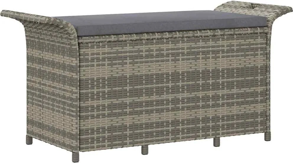 vidaXL barna polyrattan kerti pad párnával 116 x 46 x 57 cm