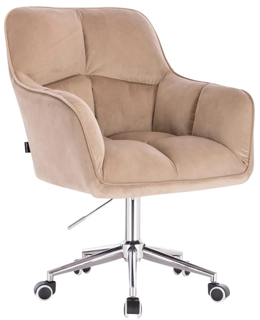 HR550K Latte modern velúr szék krómozott lábbal