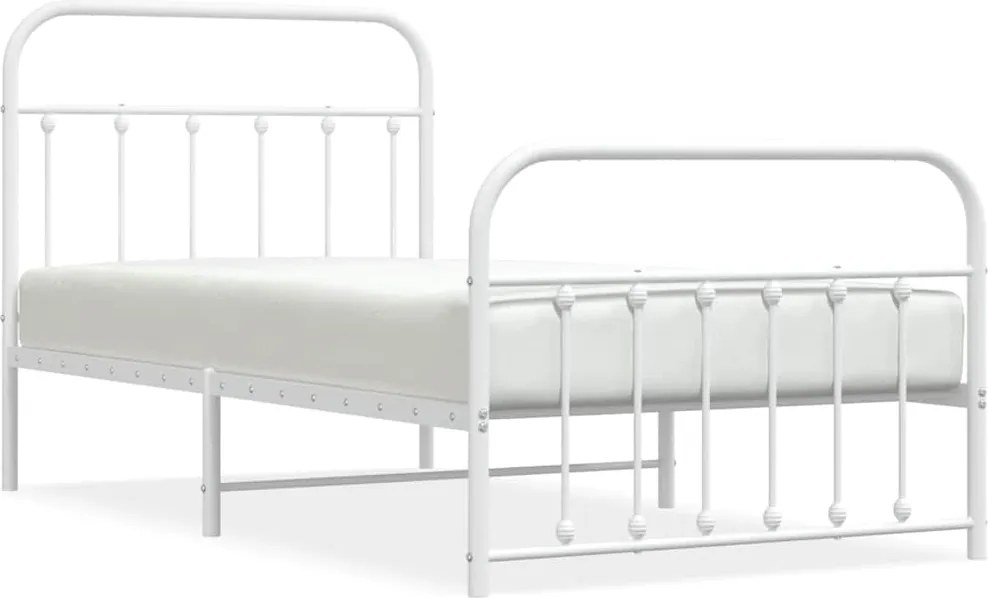 vidaXL fehér fém ágykeret fej- és lábtámlával 100 x 190 cm