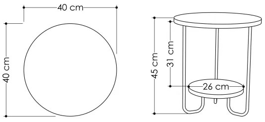 Kisasztal CORRO 45x40 cm barna