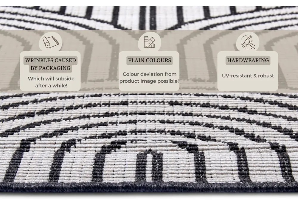 Fekete-fehér kültéri szőnyeg 240x330 cm Pangli Black – Hanse Home