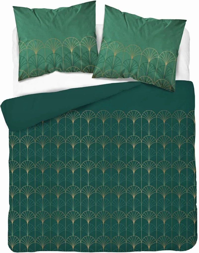 Mikroszálas ágyneműhuzat 220x200 zöld üveg arany art deco