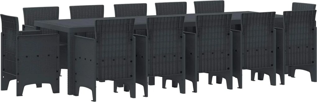 vidaXL Kert étkező szett 13 pcs Antracit Műanyag