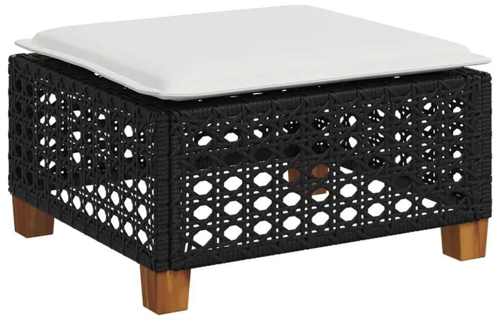 6 részes fekete polyrattan kerti ülőgarnitúra párnákkal