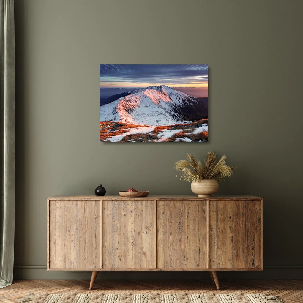 Üveg kép - Téli hegyi panoráma II. (70x50 cm)