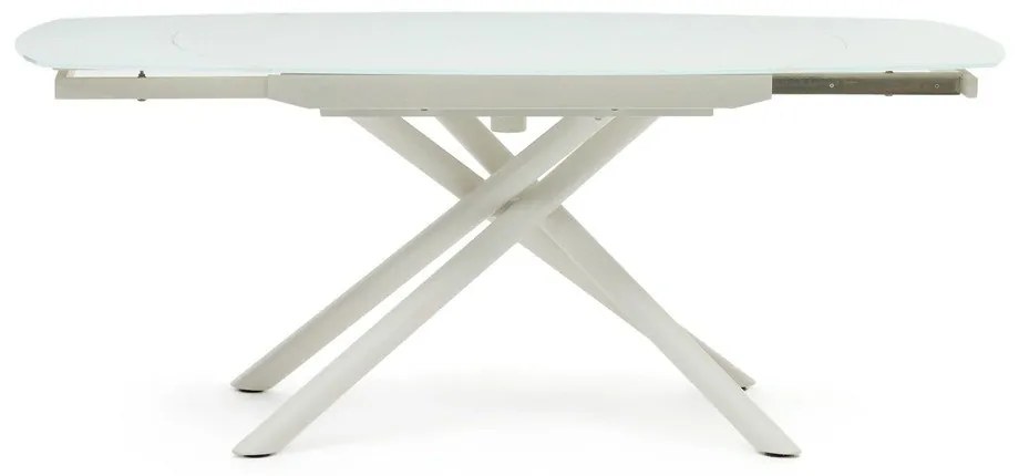 Fehér bővíthető étkezőasztal üveg asztallappal 100x130 cm Yodalia – Kave Home