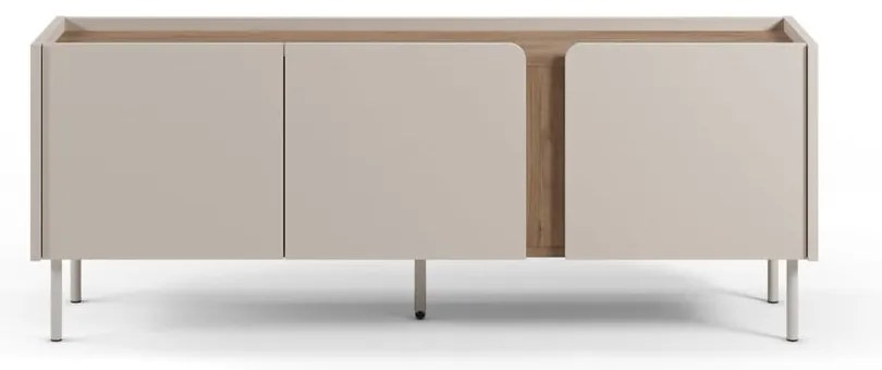 Krémszínű-natúr színű TV-állvány tölgyfa dekorral 140x53x35 cm Lucile – Marckeric