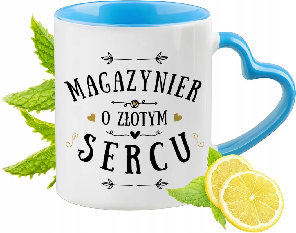 Raktárosnak Kék Bögre Szív alakú Füllel Ajándék