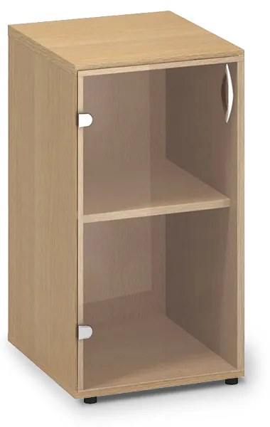 Alacsony keskeny üvegszekrény ProOffice 40 x 45,8 x 73,5 cm, bal, bükkfa