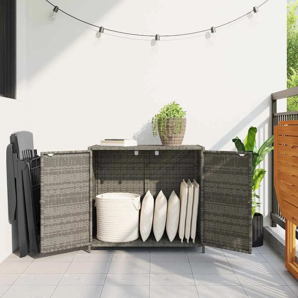 vidaXL szürke polyrattan kerti tárolószekrény 83x45x76 cm