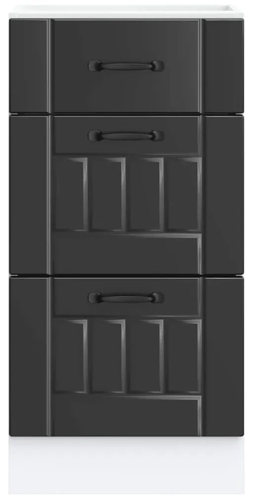 fekete, műfa konyhaszekrény „Lucca”