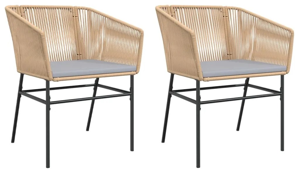 2 db barna polyrattan kerti szék párnákkal