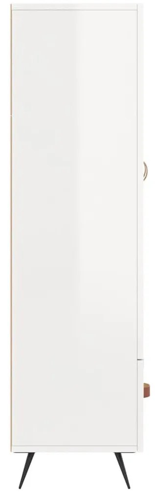 magasfényű fehér szerelt fa magasszekrény 69,5 x 31 x 115 cm