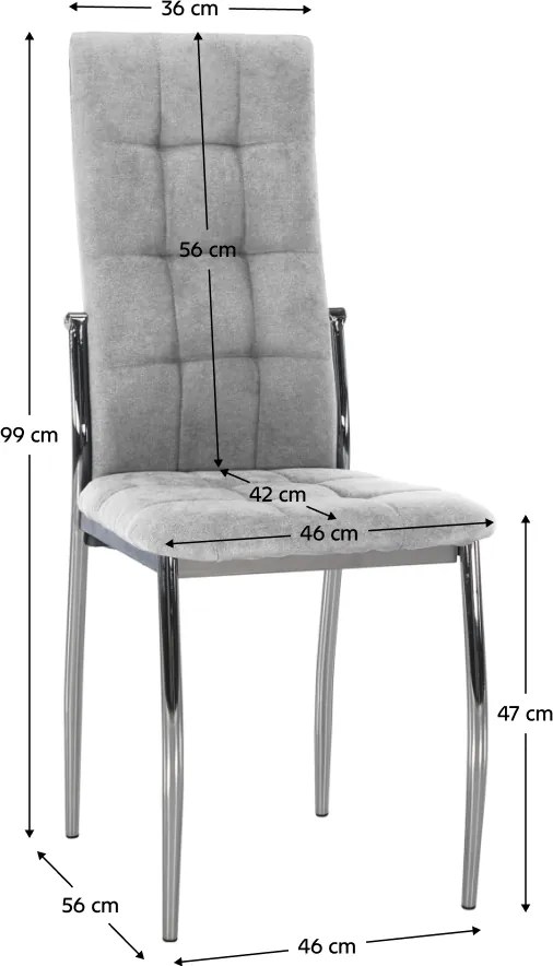 Szék, szürke szövet/fém, ADORA 2 NEW