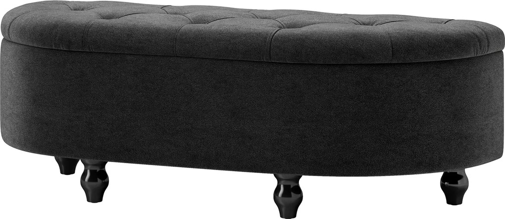 HOMCOM Tároló Óta Sámli Velúr Kárpitozással, Nyitható Fedeles Tároló, Fa Lábakkal, Tároló Pad Élőszobába, Elől thebe Hálószobába 120 x 46 x 42 cm Söté