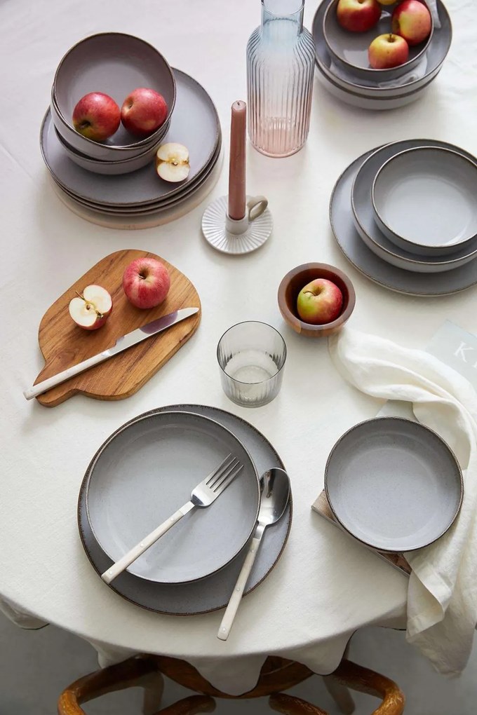 12 részes porcelán étkészlet szürke