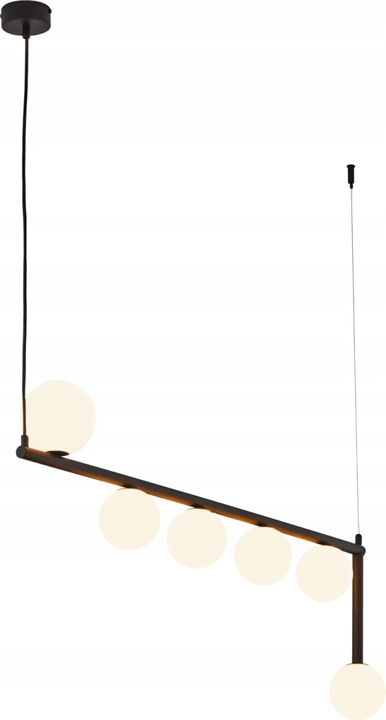 Függő lámpa Taida Fekete Fehér Üveg lámpabúra 6xG9 Mennyezeti lámpa Szoba