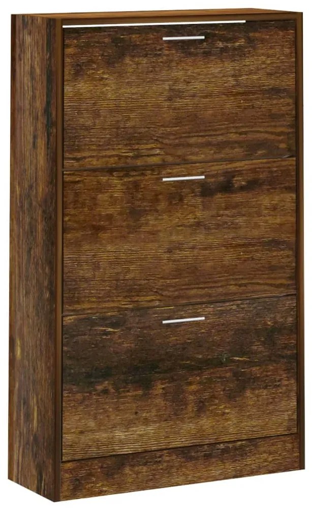 füstös tölgy színű szerelt fa cipősszekrény 63x24x103 cm