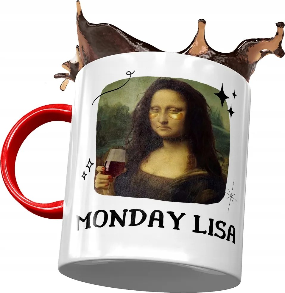 Bögre Piros Vicces Monday Lisa Ajándék Nyomtatott Fotóval