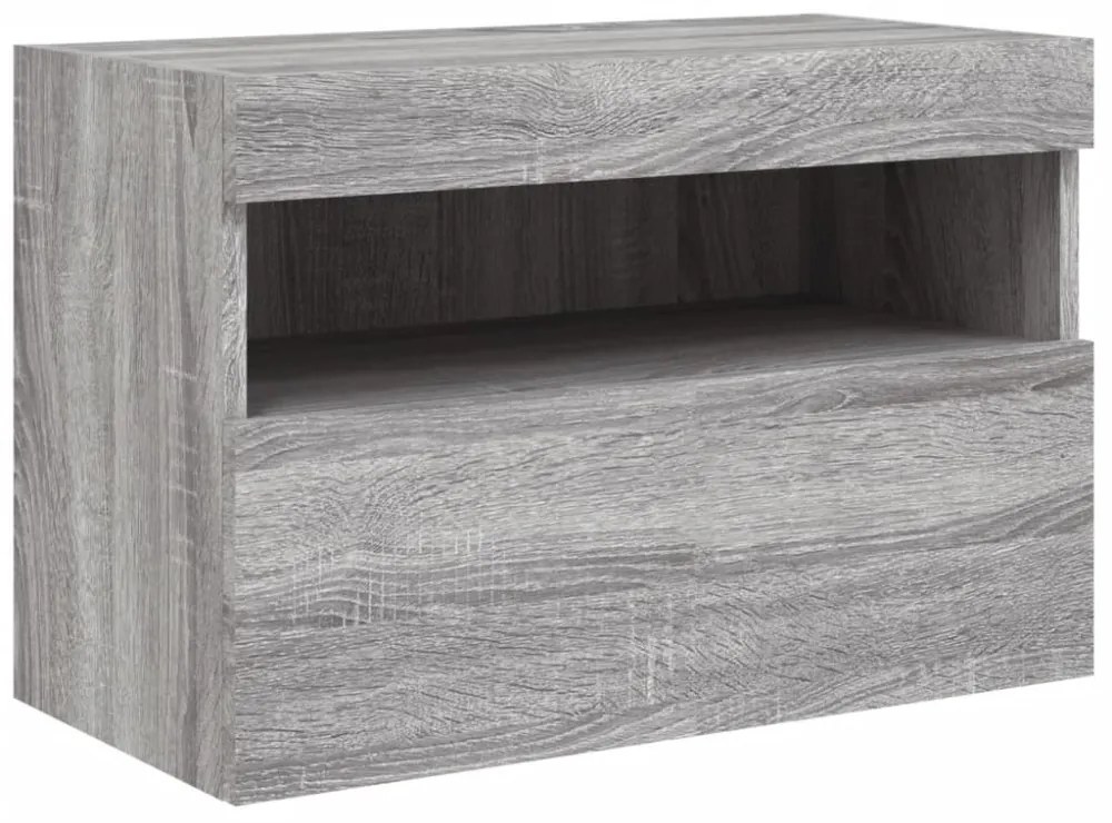 szürke sonoma színű fali TV-szekrény LED-ekkel 60x30x40 cm