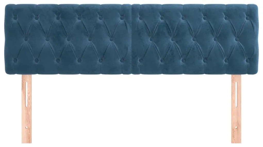 2 db sötétkék bársony fejtámla 80x7x78/88 cm