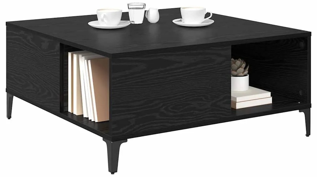 vidaXL Dohányzóasztal Fekete tölgy 80 x 80 x 36,5 cm Faanyag