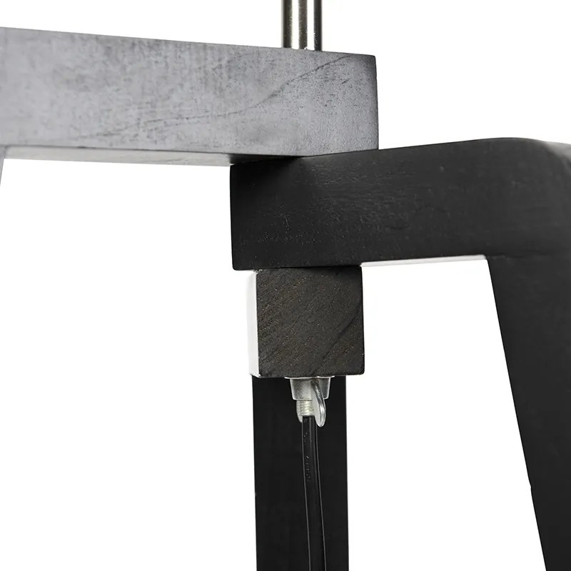 Fekete háromlábú állólámpa barna, arany belsővel ellátott lámpabúrával 50cm - Puros