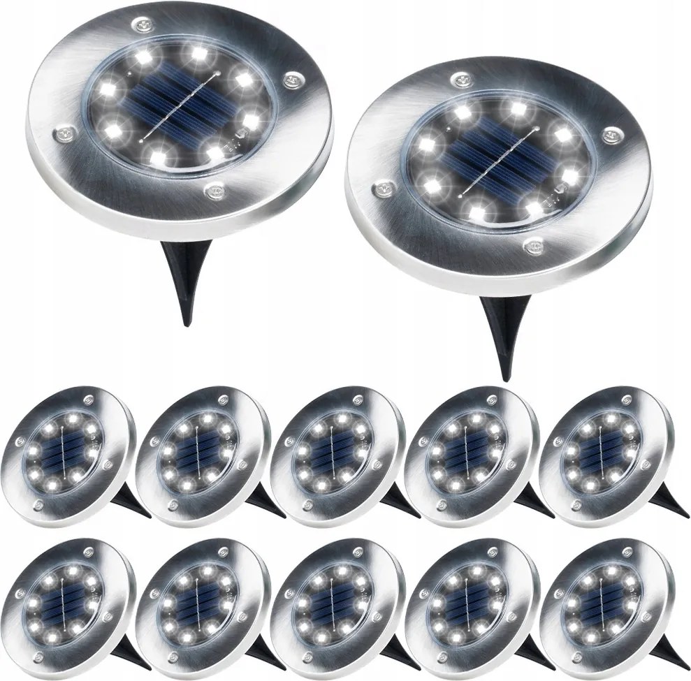 Napelemes Kerti Lámpa Led Acél Beszúrós Kerti Szett 12 Db-os